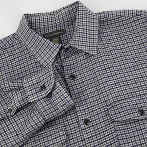 Banana Republic Mens XL Houndstooth Wool Blend Flannel Shirt Long Sleeve